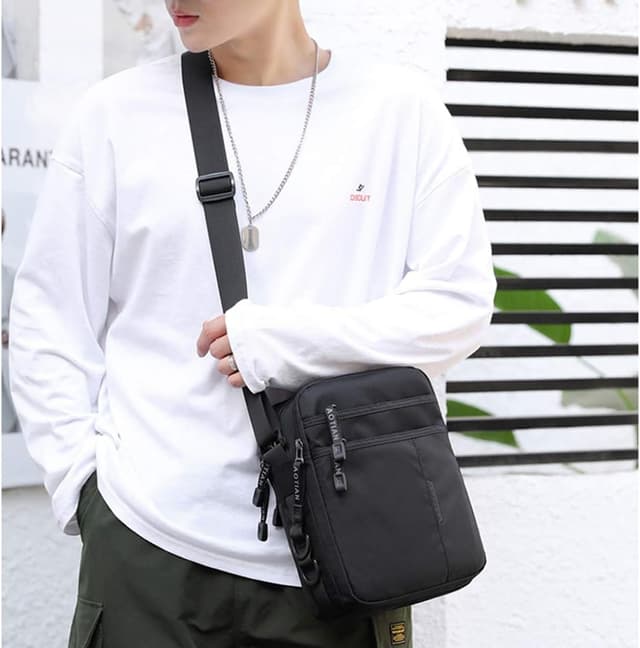 Detalle 2 de SPAHER Umhängetasche für Herren aus Oxford-Nylon – wasserabweisende Messenger Bag für iPad & Alltag