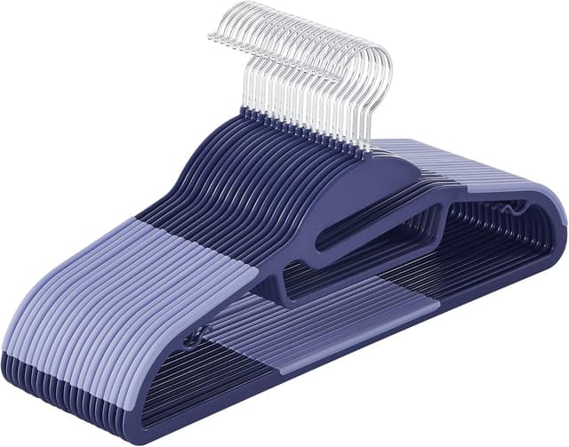 Detalle de SONGMICS Kleiderbügel aus Kunststoff 20er-Set (U-förmige Öffnung), 360° drehbarer Haken, dunkelblau/hellblau CRP041C02