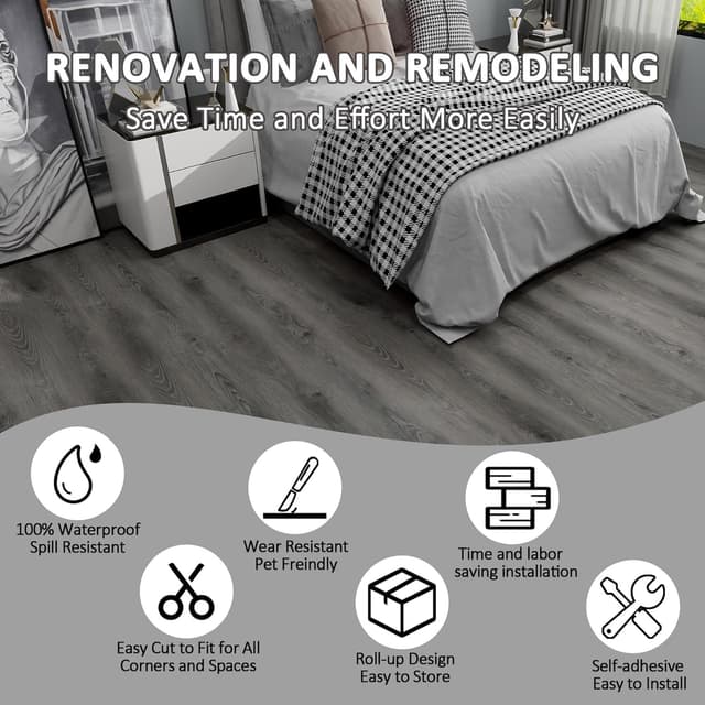 Detalle de Vinyl wood flooring roll 30cm x 16m