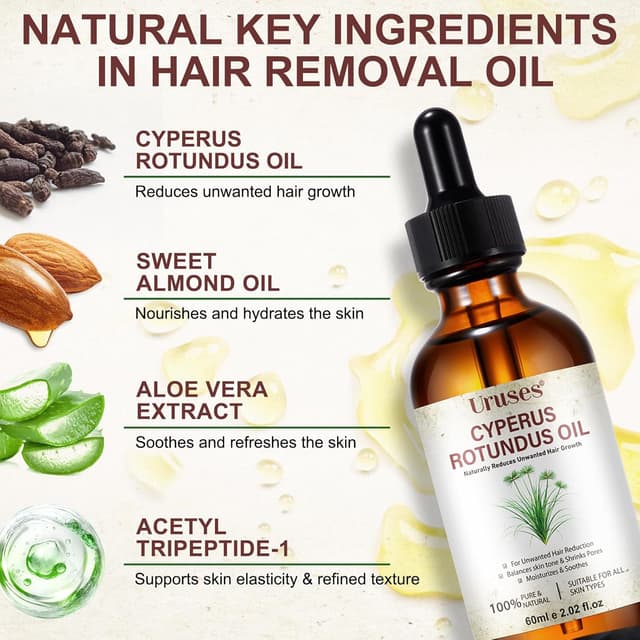 Detalle de Olio di Cyperus Rotundus 60 ml: trattamento post-depilazione per ridurre i peli e affinare i pori