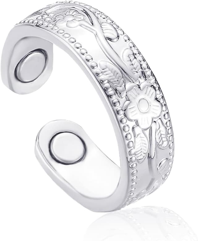 Detalle de Zecimi Magnetring Silber (2026) – verstellbarer Anti-Stress-Ring mit Magnetkraft für Alltag und Schlaf