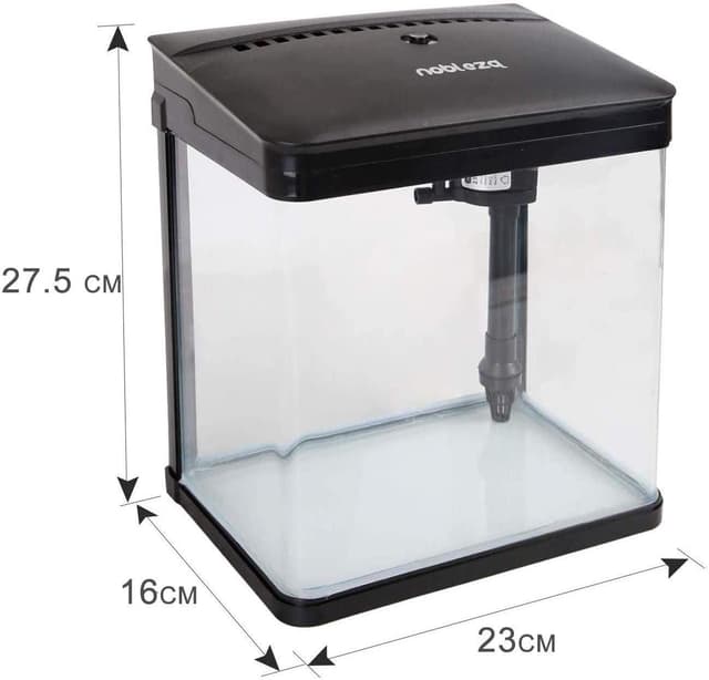 Detalle de Nobleza Nano acquario in vetro per acqua tropicale da 7 litri con filtro incluso, nero