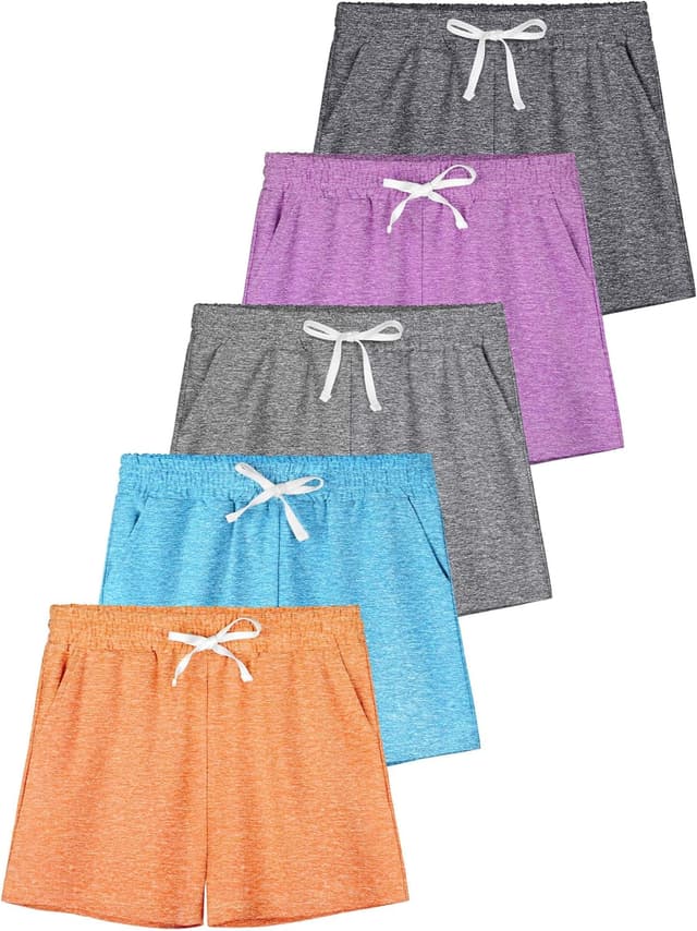 Thumbnail 6 de QWE 5-Pack Girls Athletic Shorts (Quick-Drying, Drawstring, Pockets)