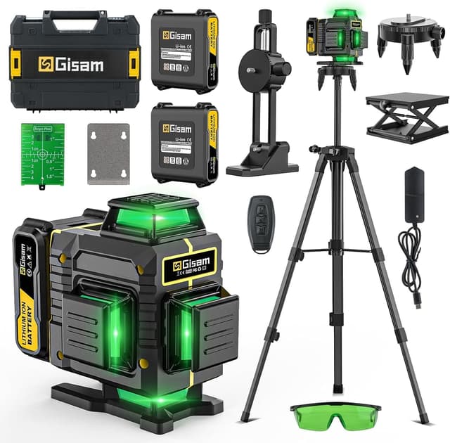 Detalle de Kreuzlinienlaser mit Stativ Gisam 360 – 4D-Laser mit 16 Linien, 2× 4800-mAh Li-Ionen-Akkus (Typ C)