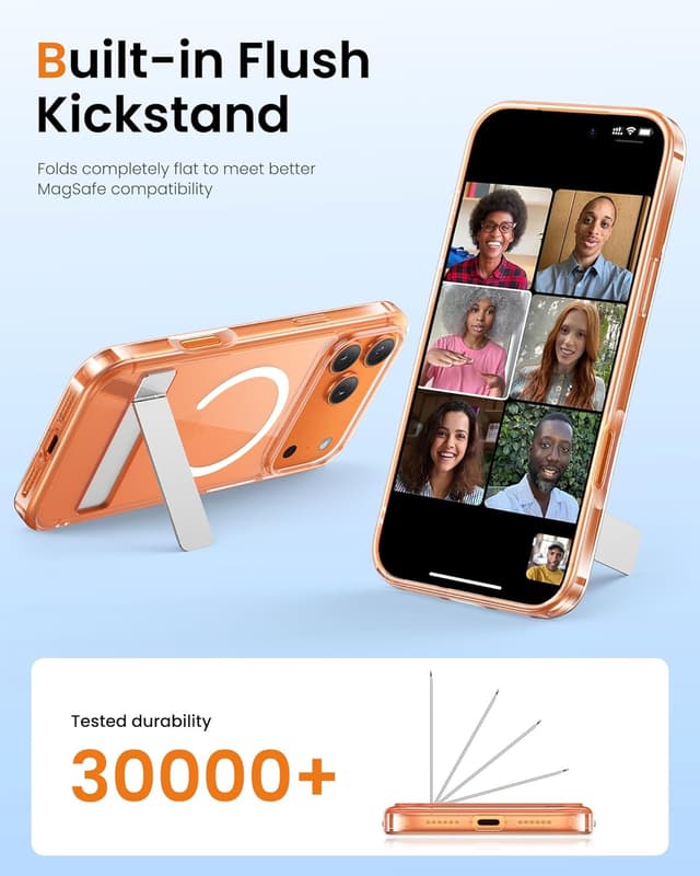 Detalle 2 de BXYJY iPhone 17 Pro Max Magnetic Case (Clear) with Built-In Stand & MagSafe Charging Compatibility