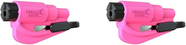 Detalle 2 de Resqme GBO-RQM-YELLOWFLUO porte-clés sécurité 2-en-1 (coupe-ceinture + brise-vitre) jaune fluo, lot de 1