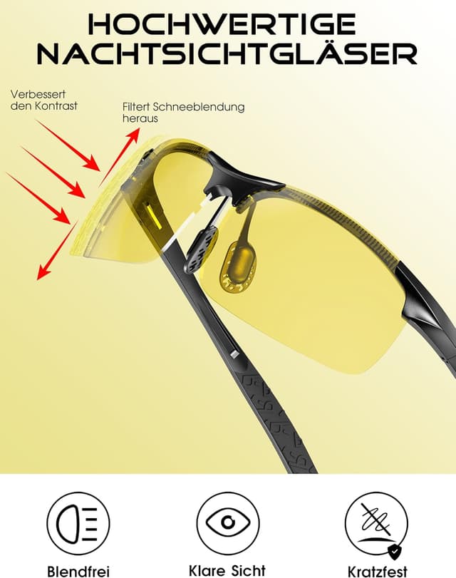 Detalle de ATTCL Herren-Sonnenbrille polarisiert für Sport mit UV-Schutz (TAC) und leichtem Wrap-Around AL-MG Rahmen