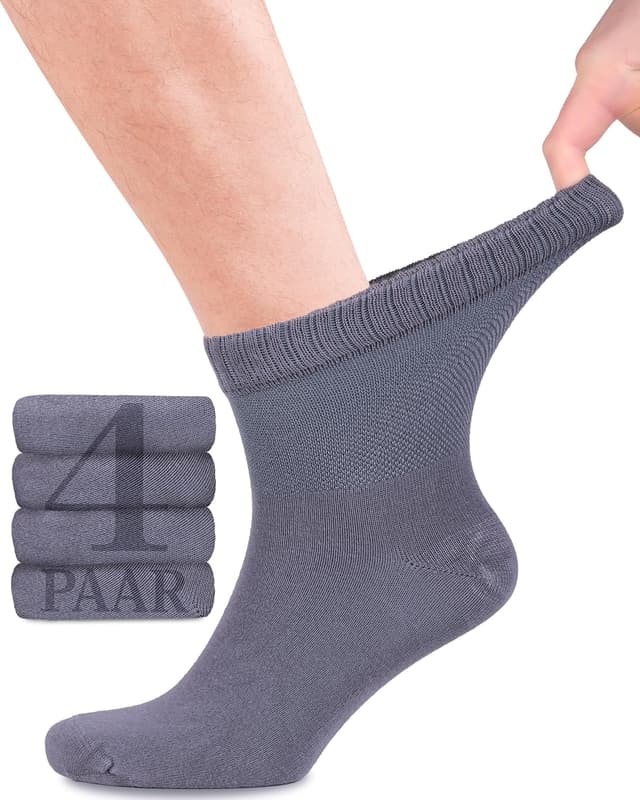 Thumbnail 6 de Fiera Besa : lot de 4 paires de chaussettes diabétiques en bambou pour homme (sans couture à l’avant)