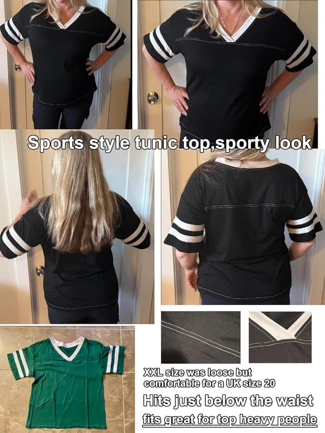 Detalle de Famulily Women’s Casual V Neck Short Sleeve T-Shirts (Ladies Summer Tops)