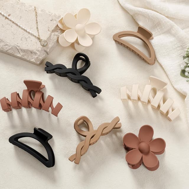 Detalle de HBselect 8er-Pack Haarklammern mit Blumen-/Kralle-Design – Hairclips gegen Rutschen für dickes Haar
