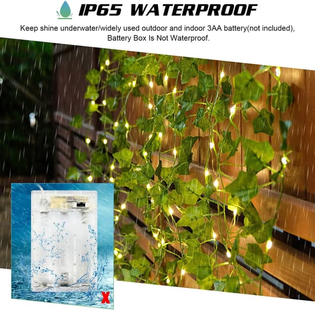 Detalle de LED-Lichterkette „Efeu“ (künstlich), 2 m, 20 LEDs mit Timer – batteriebetrieben