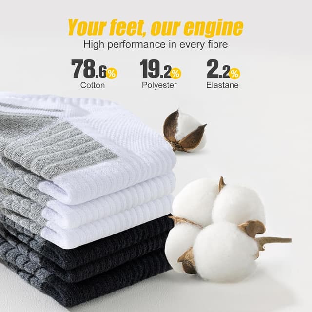 Detalle de SockWaddles Trainer Socks (6-pack) – Breathable ankle training socks with cushion and arch support