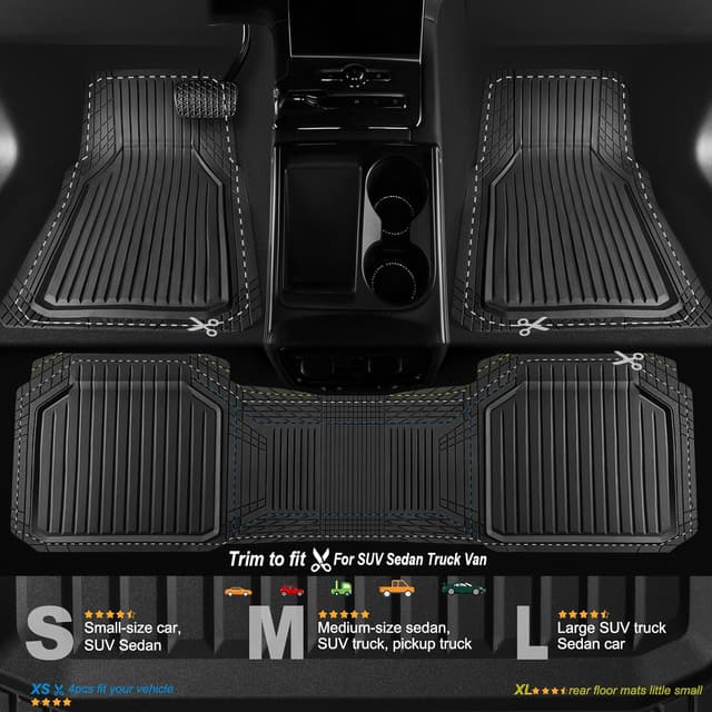 Thumbnail 1 de CAR PASS Heavy Duty Rubber Floor Mats 3pcs