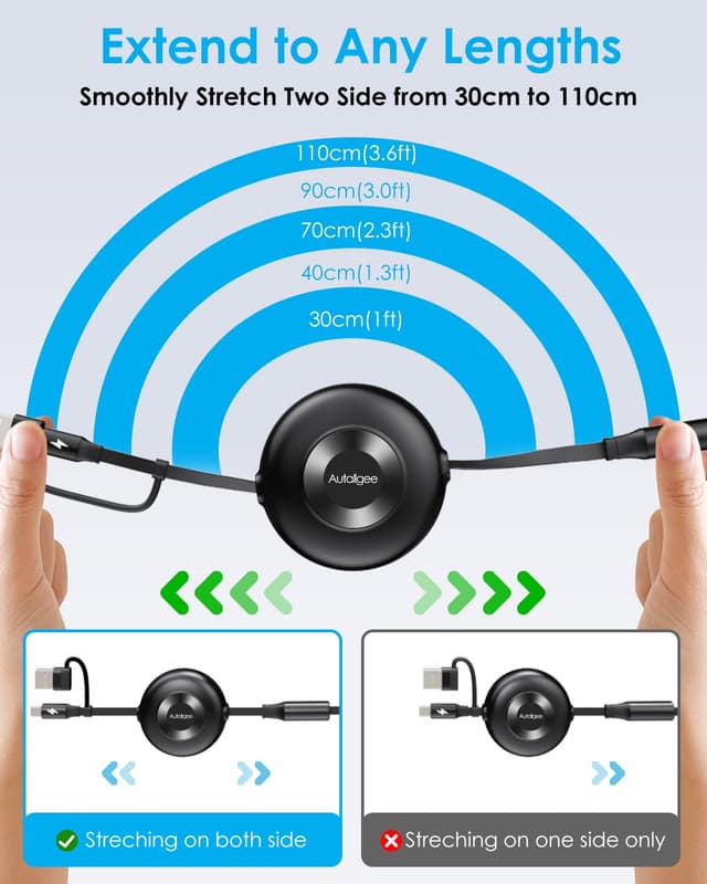 Detalle 2 de Retractable Multi Charging Cable 110cm