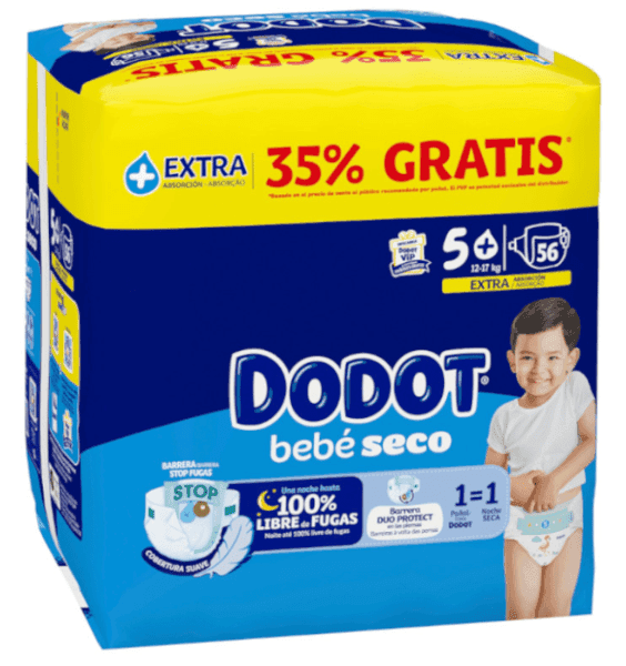 Detalle 2 de Dodot Pañales T5+ 112 uds pañales 12–17 Kg