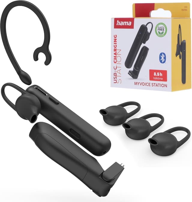 Detalle de Hama MyVoice Station Mono Bluetooth Headset with multi-point and USB charging station (Black)