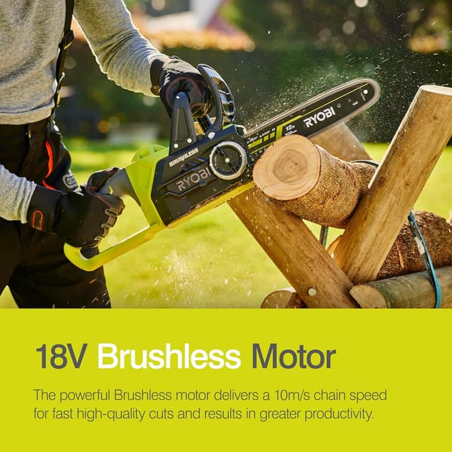 Detalle de Ryobi OCS1830 cordless brushless chainsaw 18V