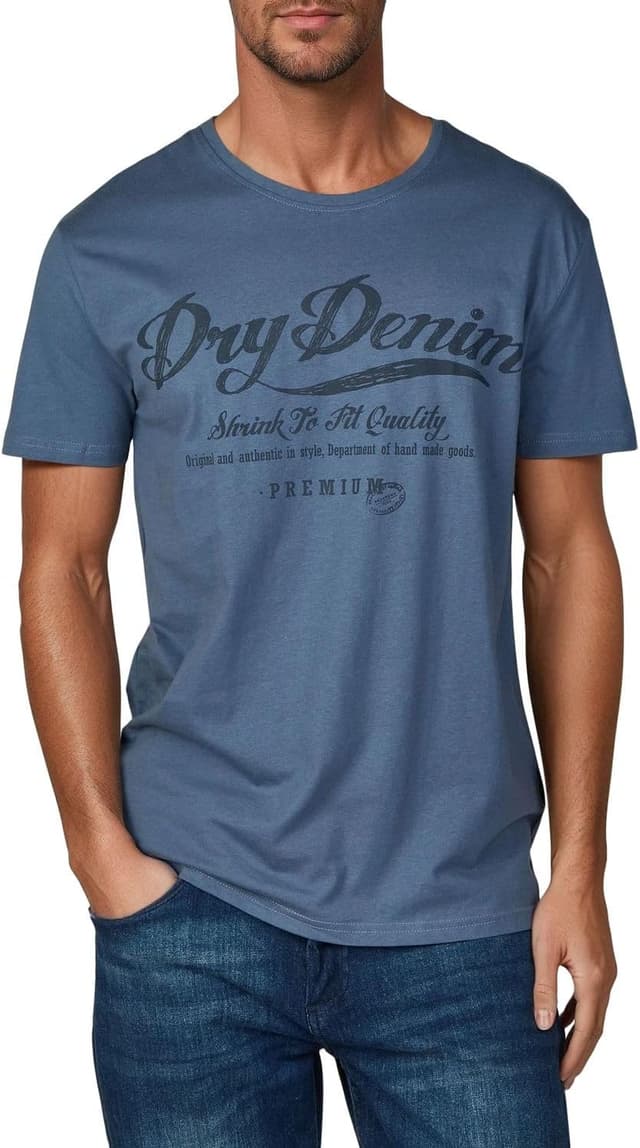 Detalle de riverso Herren T‑Shirt Regular Fit RIVLeon im 4er Set – Baumwolle mit Rundhals und Brust-Print