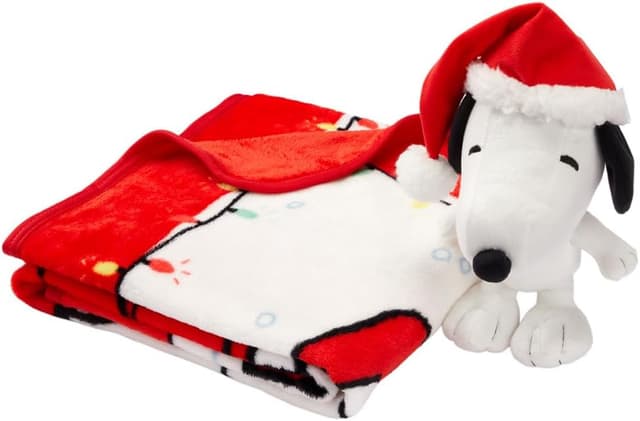 Detalle de Franco Peanuts Snoopy Holiday & Christmas Kids Bedding 2-Piece Plush Pillow and Throw Set, 40 in x 50 in
