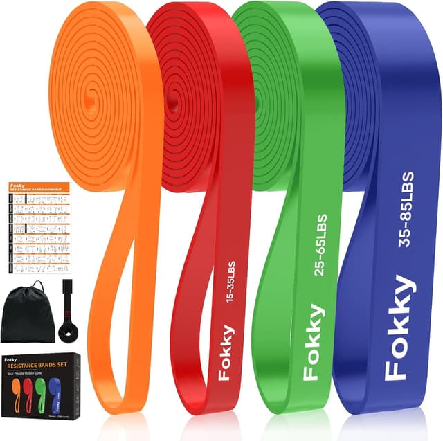 Detalle de Fokky Resistance Bands Widerstandsbänder-Set (4 Stufen) inkl. Türanker, Übungsposter & Tragetasche