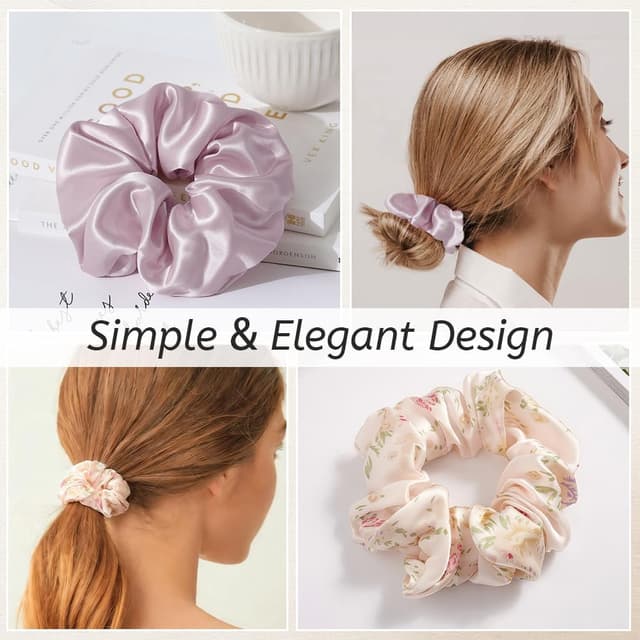 Thumbnail 6 de Aucuu 3 scrunchies in seta di gelso (grado 6A) con elastico morbido e confortevole