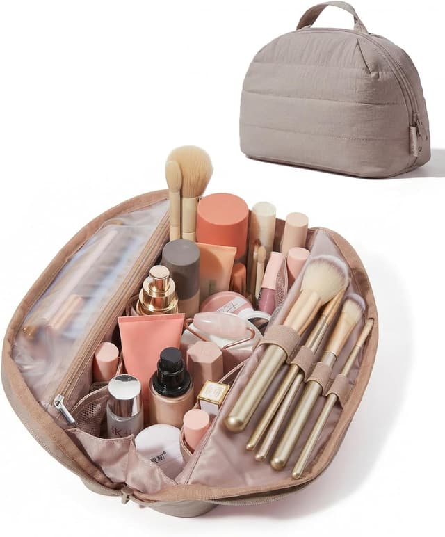 Thumbnail 6 de BAGSMART Travel Makeup Bag – Flat Lay, Wide Opening Pouch for Brushes & Toiletries (Black)