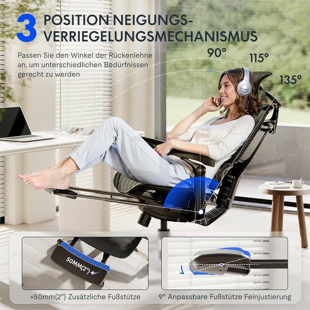 Thumbnail 6 de FLEXISPOT ErgoX Pro Ergonomischer Bürostuhl
