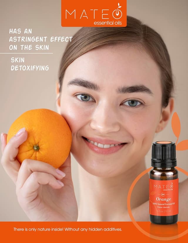 Detalle 2 de MateoEssentialOils Olio Essenziale di Arancio Dolce 100% puro e naturale da 10 ml