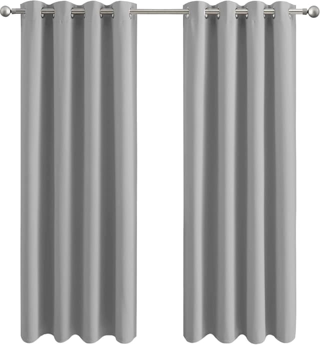 Detalle de Aspire Homeware blackout curtains, light grey eyelet ring-top with tiebacks (2-panel set)