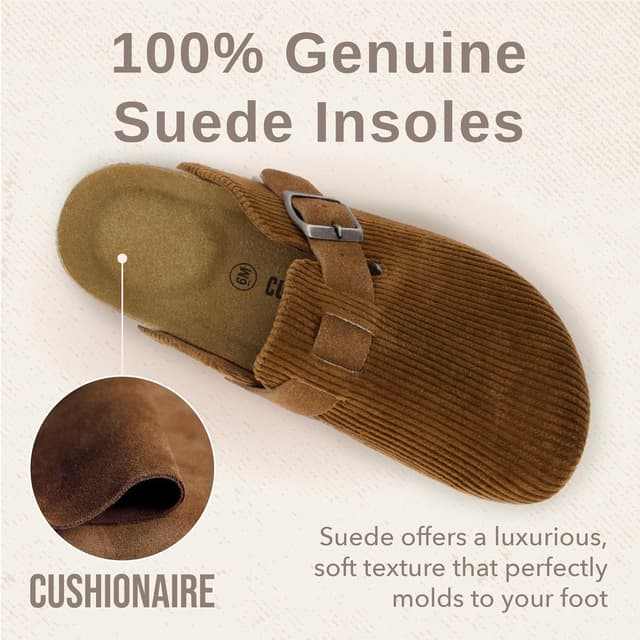 Thumbnail 5 de CUSHIONAIRE Hana vegan suede clogs with cork footbed 👡