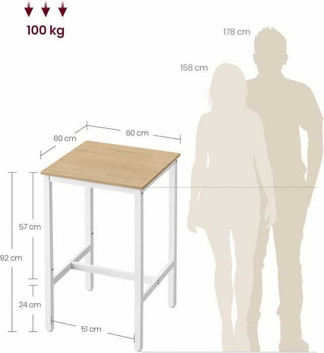 Thumbnail 5 de VASAGLE LBT025W09 tavolino 60x60x92 cm