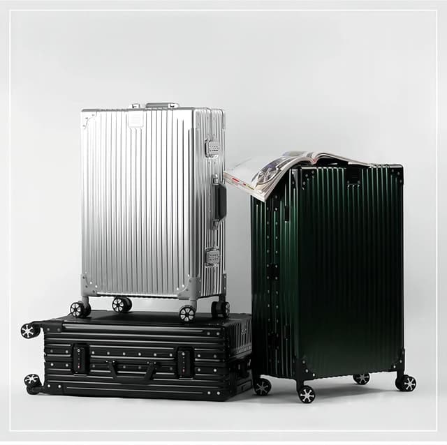 Detalle 2 de Aoliwei 100% Aluminium Mittelgroß Koffer (65L) – Vollaluminium-Reisekoffer mit TSA-Schloss & 360° Doppelrollen