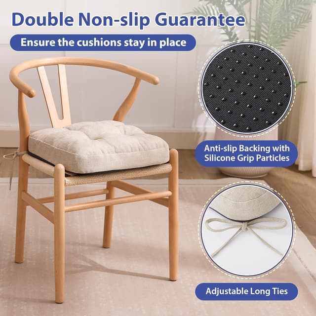 Thumbnail 2 de IASEAHK Memory Foam Dining Chair Cushions 16.5" x 16.5" x 3.5" 🍽