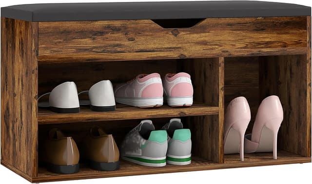 Detalle de HOMCOM Banc à chaussures 2 niveaux Bois acajou