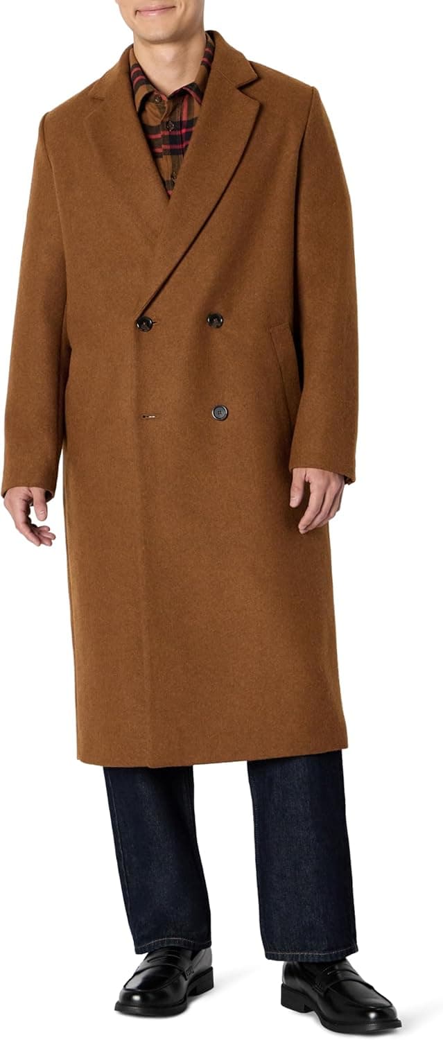 Detalle de Amazon Essentials Demi’s Pick Longline Double-Breasted Wool-Blend Topcoat for Men (Relaxed Fit)