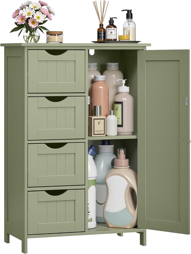 Detalle de VASAGLE mobile bagno verde foresta 4 cassetti