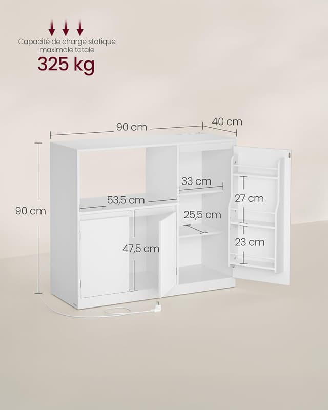 Detalle de VASAGLE BBK373WB01 buffet cuisine 53 cm