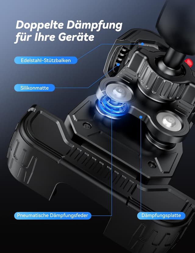 Detalle de TECKNET Handyhalterung Motorrad mit doppelter Vibrationsdämpfung, 360° drehbar für 4,7–6,8" Smartphones