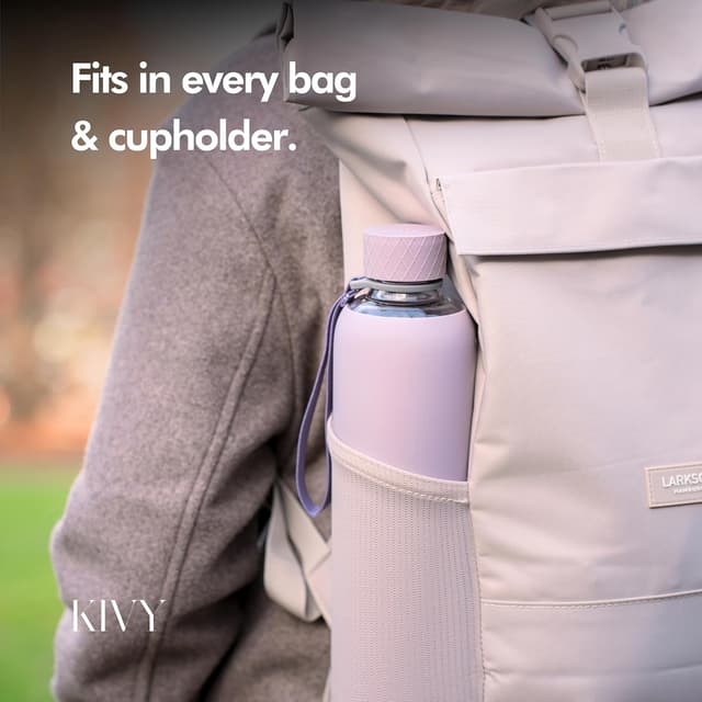 Detalle 1 de KIVY Glass Water Bottle 32 oz with sleeve