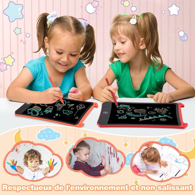 Detalle de RaceGT Tablette de dessin enfant LCD 8,5 pouces ardoise magique (lot de 2) avec bouton d’effacement verrouillable