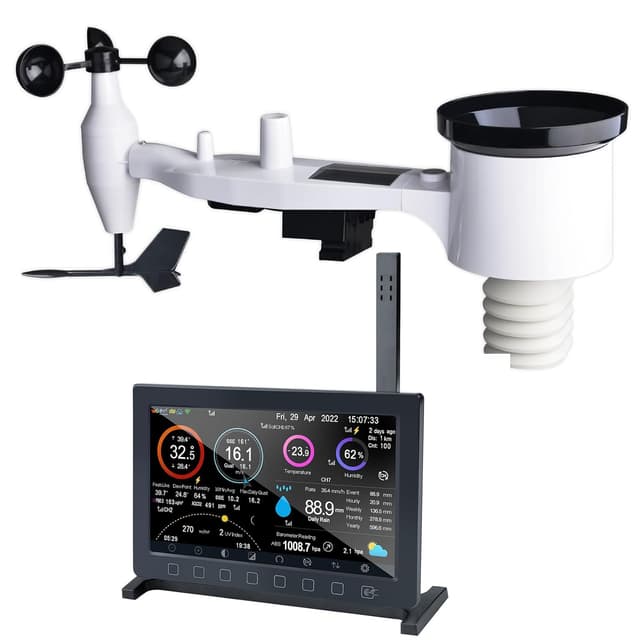 Detalle de ECOWITT Stazione Meteo HP2561 7 in 1 WiFi con sensore esterno solare, schermo TFT da 7 pollici
