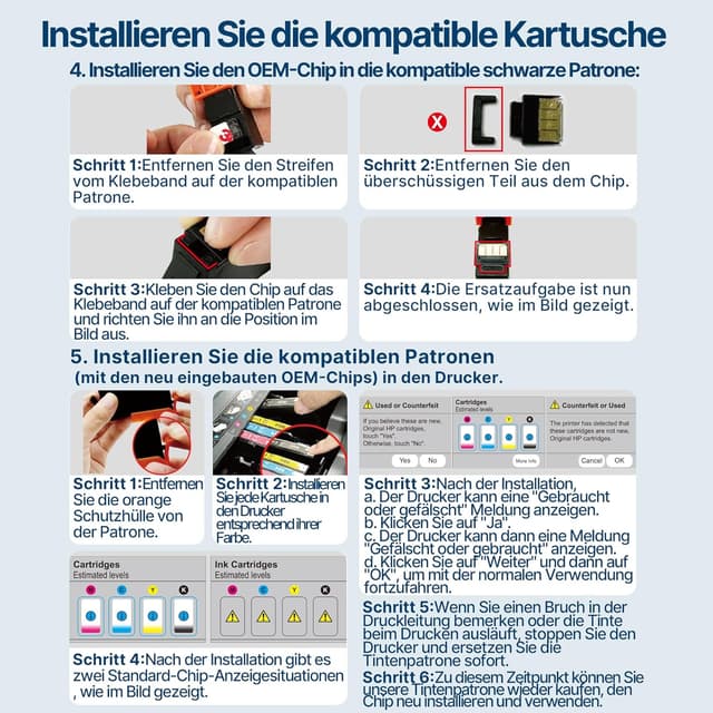 Detalle 2 de Washope 924e/924 Patronen Multipack kompatibel für HP Officejet Pro (4er-Pack)