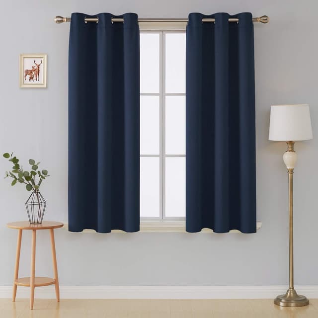 Detalle 2 de Thermal Insulated Blackout Ring Top Eyelet Curtains Navy (2 panels) 46 x 90 inches