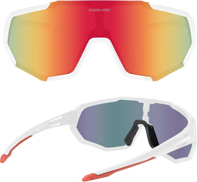 Detalle 2 de Queshark Occhiali Veloci da ciclismo uomo e donna: montatura TR90, UV400 e lenti antiriflesso