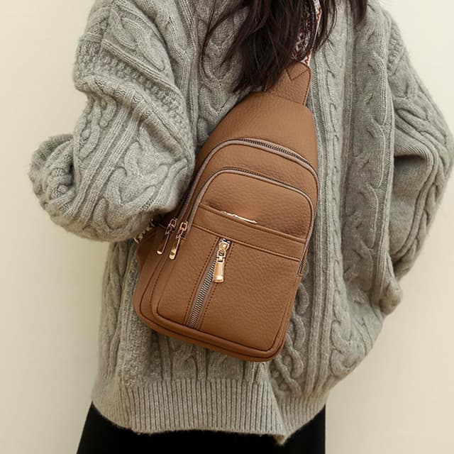 Detalle 2 de Farcauo Brusttasche für Damen & Herren – Crossbody-/Slingbag mit langen Trägern, wasserabweisend & mit Reißverschlussfächern