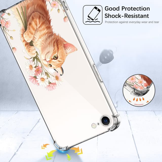 Detalle 2 de DiaryTown transparente Handyhülle mit süßem Katzenmotiv für iPhone 8 / iPhone 7 sowie iPhone SE (2020/2022)