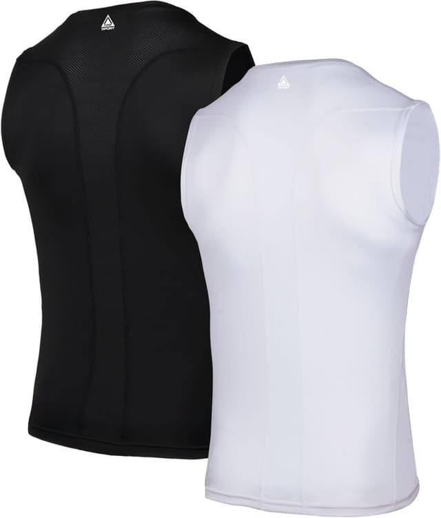 Detalle de AMZSPORT canotta compression da uomo con supporto muscolare e rete traspirante
