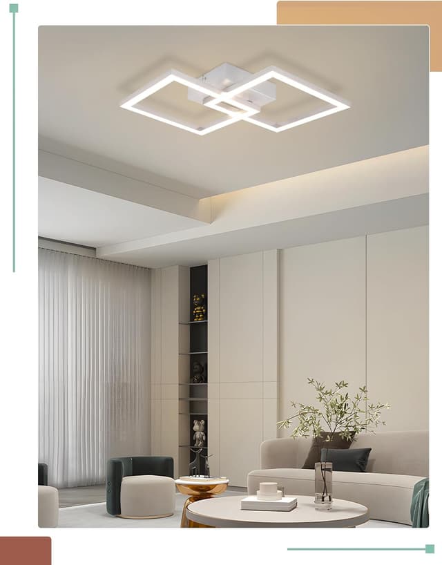 Detalle de Homefire LED-Deckenleuchte für Küche & Flur, 24 W, warmweiß (3000 K), eckig, 47 x 29,5 x 6 cm