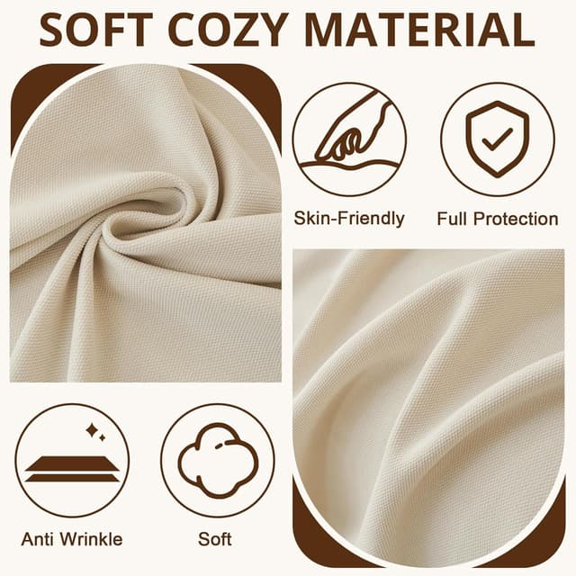 Detalle 2 de Housse de canapé imperméable Royhom pour canapé d’angle 2 places, beige, 260x180 cm