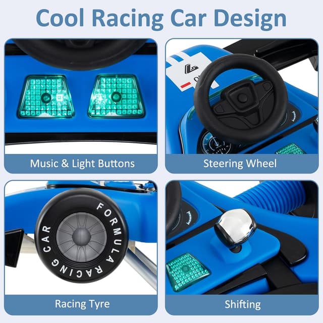 Detalle de INFANS 4 in 1 Baby Walker (Foldable Toddler Activity Center with Adjustable Height, Blue) — Music & Lights